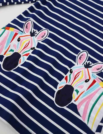 Zebra Appliqué Long Sleeve Dress - Mini Taylor